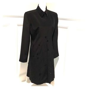 Cache Black Long Silk Jacket Size 8